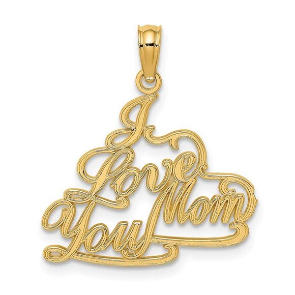 14k Yellow Gold I LOVE YOU MOM Charm